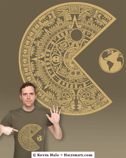 Pac-Mayan Threadless Design Submission, Pac-man and Mayan Calendar Pac-Mayan Threadless Design Submission, Pac-man and Mayan Calendar