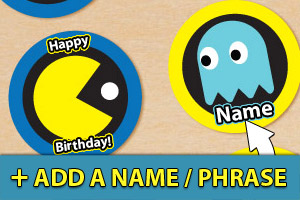 Add a name or phrase to your Pac-man cupcake toppers Add a name or phrase to your Pac-man cupcake toppers