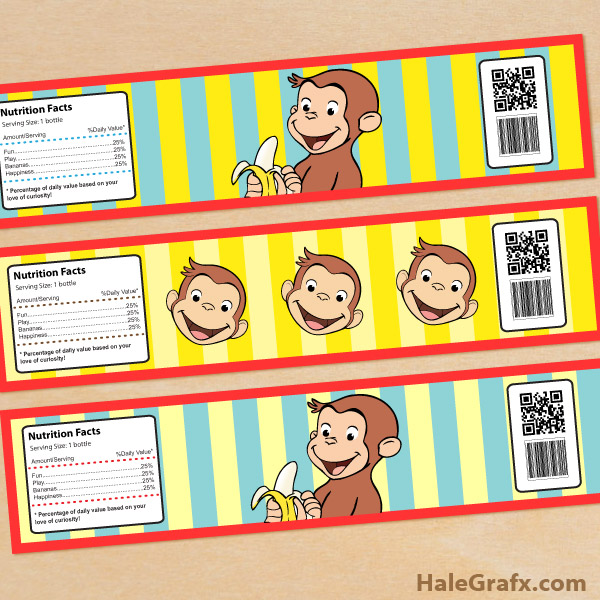 FREE Printable Curious George Water Bottle Labels FREE Printable Curious George Water Bottle Labels