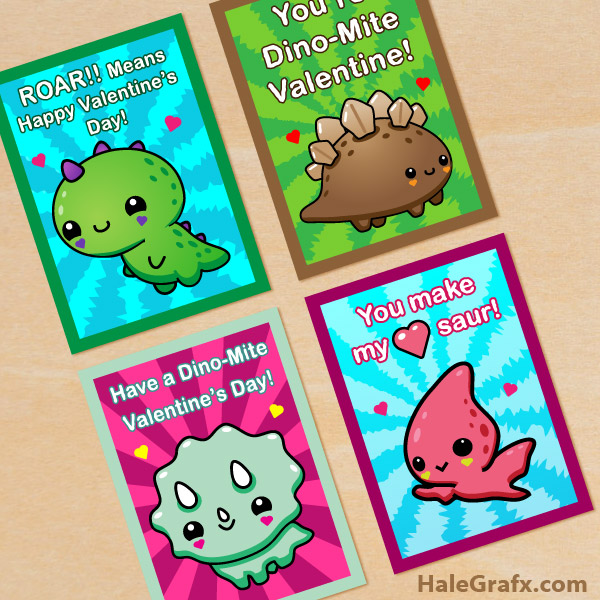 FREE Printable Cute Dinosaur Valentines FREE Printable Cute Dinosaur Valentines