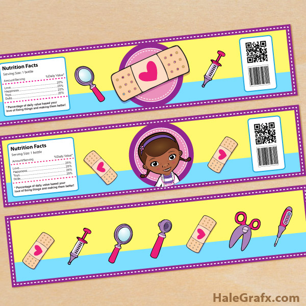 FREE Printable Doc McStuffins Water Bottle Labels FREE Printable Doc McStuffins Water Bottle Labels