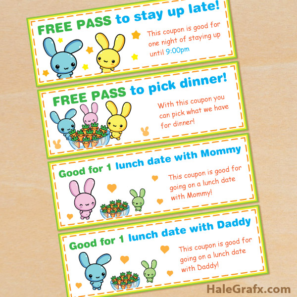 FREE Printable Kawaii Easter Bunny Coupon Set FREE Printable Kawaii Easter Bunny Coupon Set