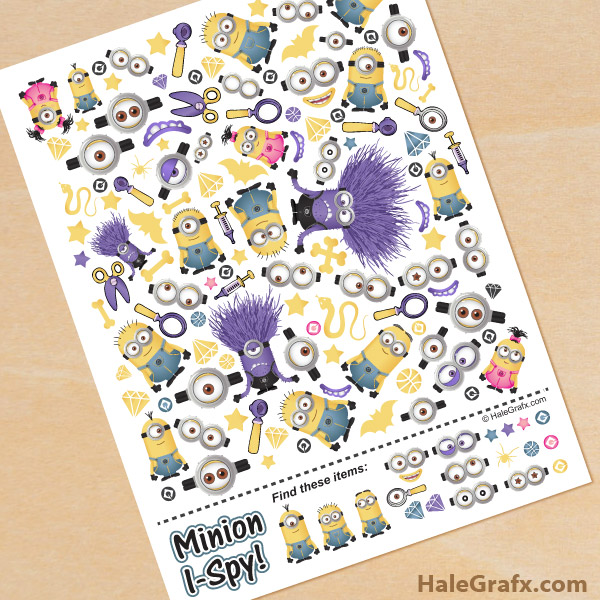 FREE Printable Minion I-Spy Sheet FREE Printable Minion I-Spy Sheet