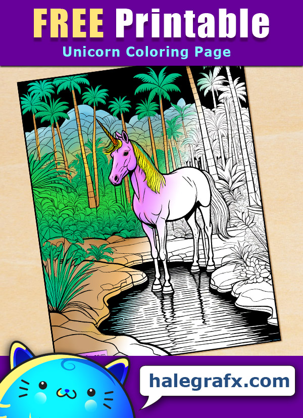 Free Printable Unicorn Coloring Page 02