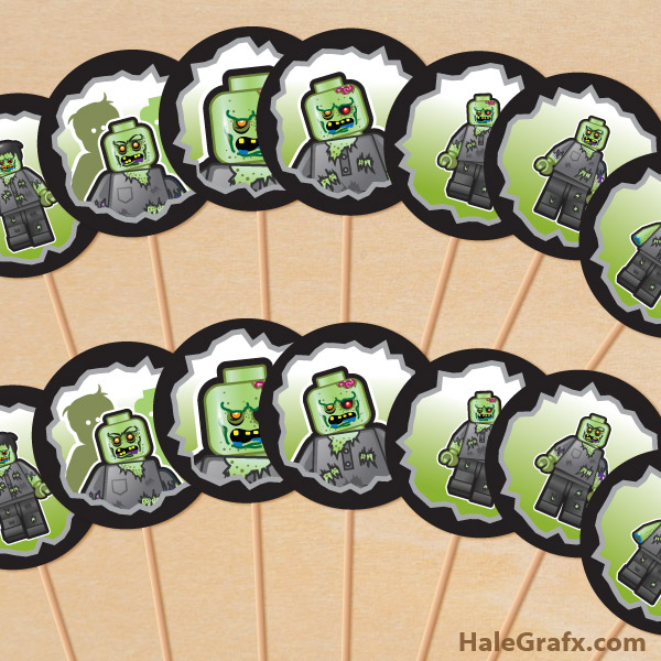 FREE Printable LEGO Zombie Cupcake Toppers FREE Printable LEGO Zombie Cupcake Toppers