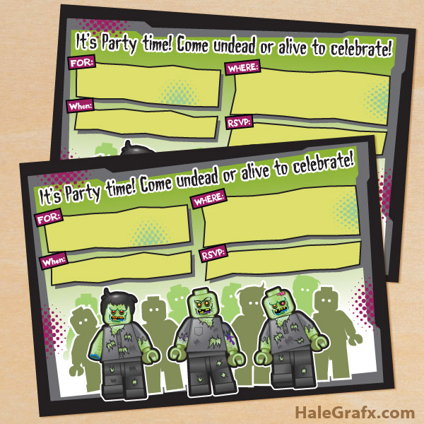 FREE Printable LEGO Zombie Birthday Invitation Set FREE Printable LEGO Zombie Birthday Invitation Set