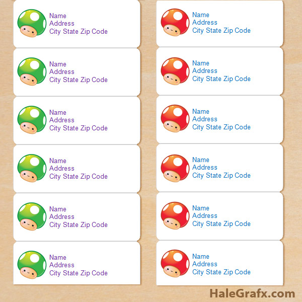 FREE Super Mario Mushroom Address Labels FREE Super Mario Mushroom Address Labels