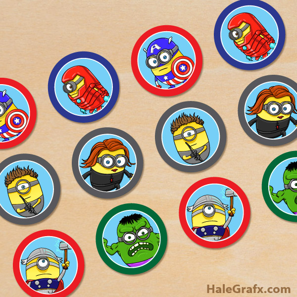 FREE Printable Minion Avengers Cupcake Toppers FREE Printable Minion Avengers Cupcake Toppers