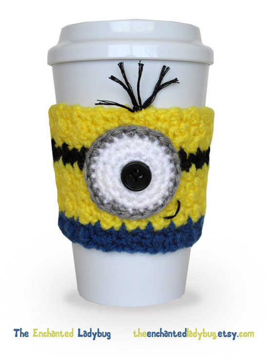 Crocheted Minion Inspired Coffee Cup Cozy Giveaway Crocheted Minion Inspired Coffee Cup Cozy Giveaway