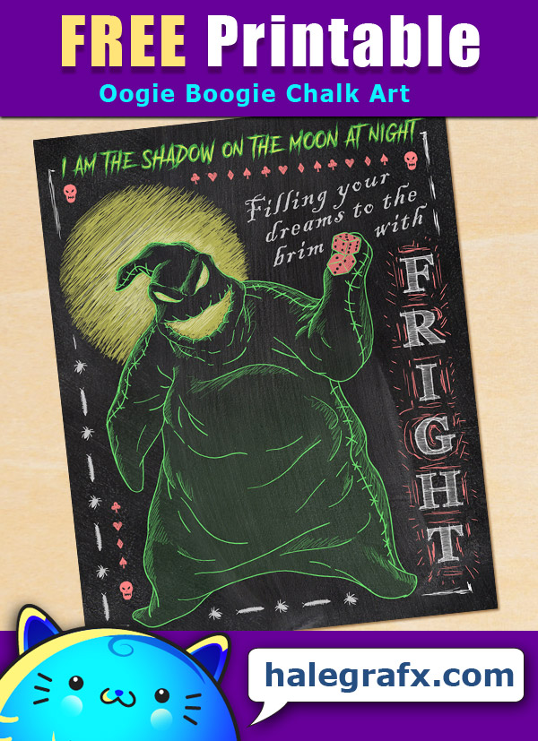 FREE Printable Halloween Nightmare Before Christmas Oogie Boogie Chalkboard Art FREE Printable Halloween Nightmare Before Christmas Oogie Boogie Chalkboard Art