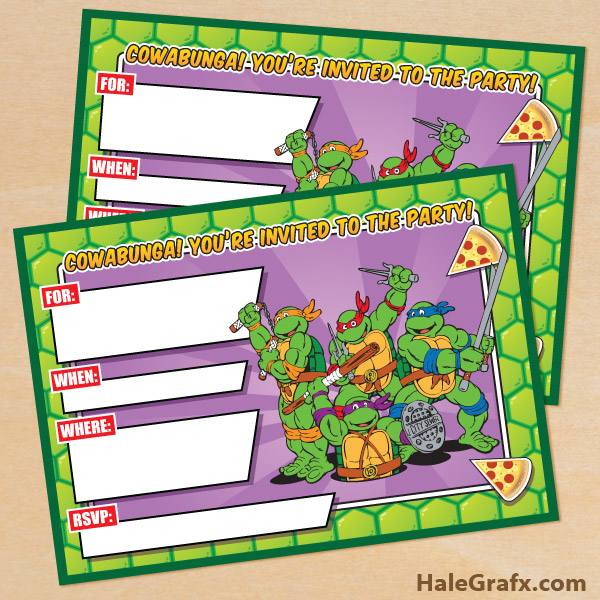 FREE Printable Retro TMNT Ninja Turtle Birthday Invitation FREE Printable Retro TMNT Ninja Turtle Birthday Invitation