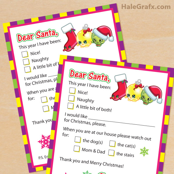 FREE Printable Shopkins Letters to Santa Claus FREE Printable Shopkins Letters to Santa Claus
