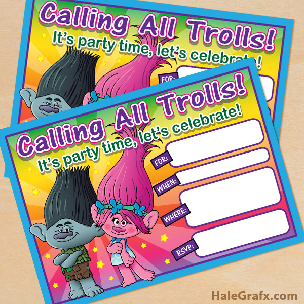 FREE Printable Trolls Movie Birthday Invitation FREE Printable Trolls Movie Birthday Invitation