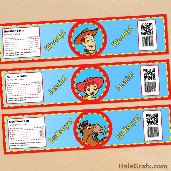 FREE Printable Toy Story Woody and Jessie Water Bottle Labels FREE Printable Toy Story Woody and Jessie Water Bottle Labels