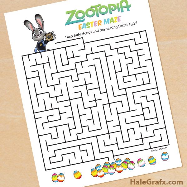 FREE Printable Zootopia Easter Maze FREE Printable Zootopia Easter Maze