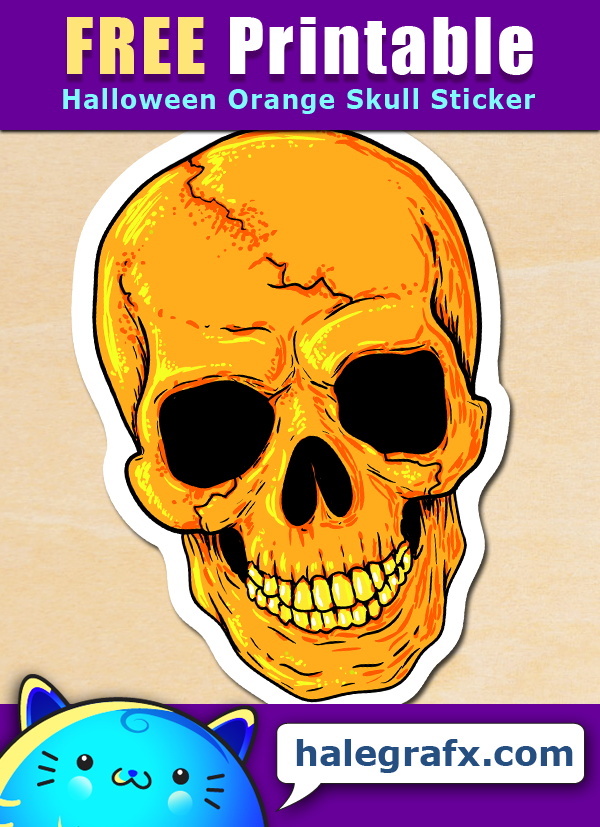 FREE Printable Halloween Orange Skull Sticker FREE Printable Halloween Orange Skull Sticker