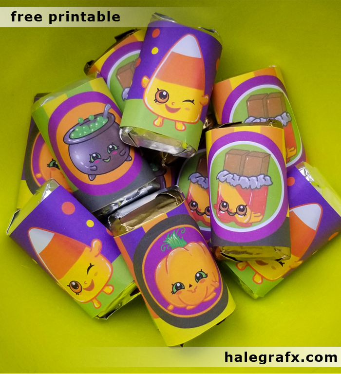 FREE Printable Halloween Shopkins Mini Candy Bar Wrappers FREE Printable Halloween Shopkins Mini Candy Bar Wrappers