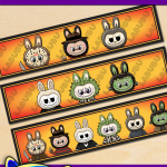 Free Printable Halloween Horror Labubu Water Bottle Labels