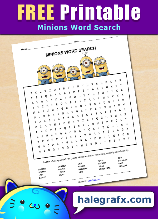 FREE Printable Minions Word Search FREE Printable Minions Word Search