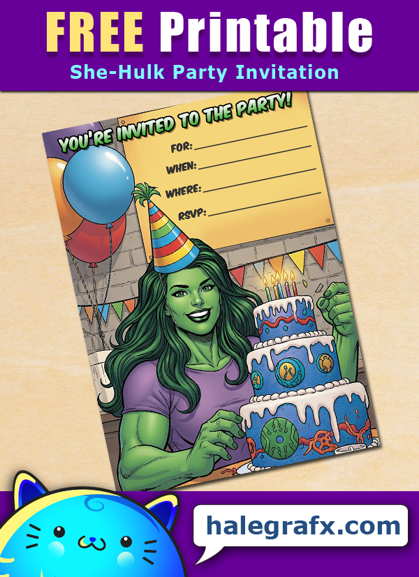 FREE Printable She-Hulk Birthday Invitation FREE Printable She-Hulk Birthday Invitation