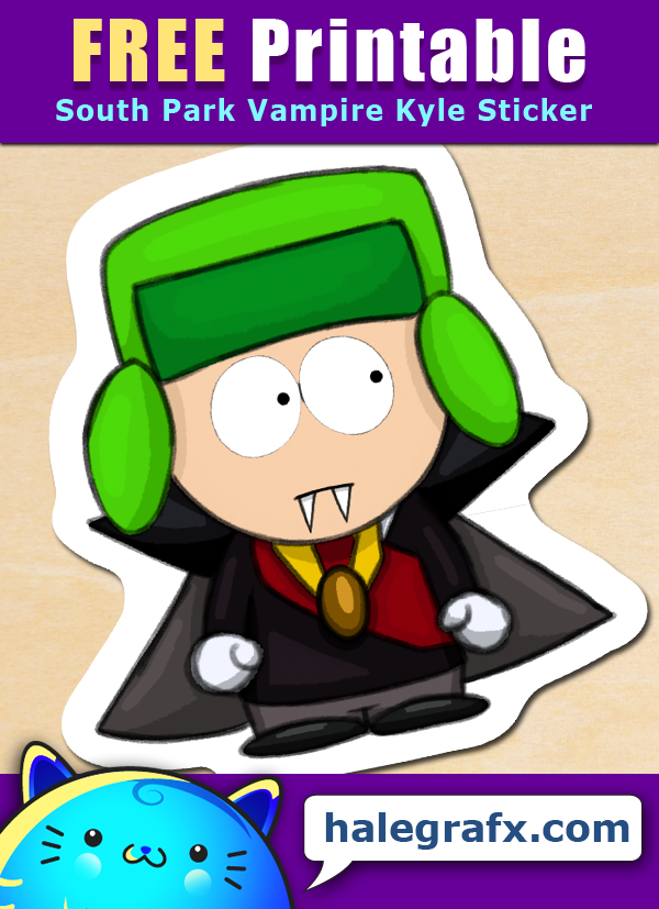 FREE Printable South Park Vampire Kyle Sticker FREE Printable South Park Vampire Kyle Sticker